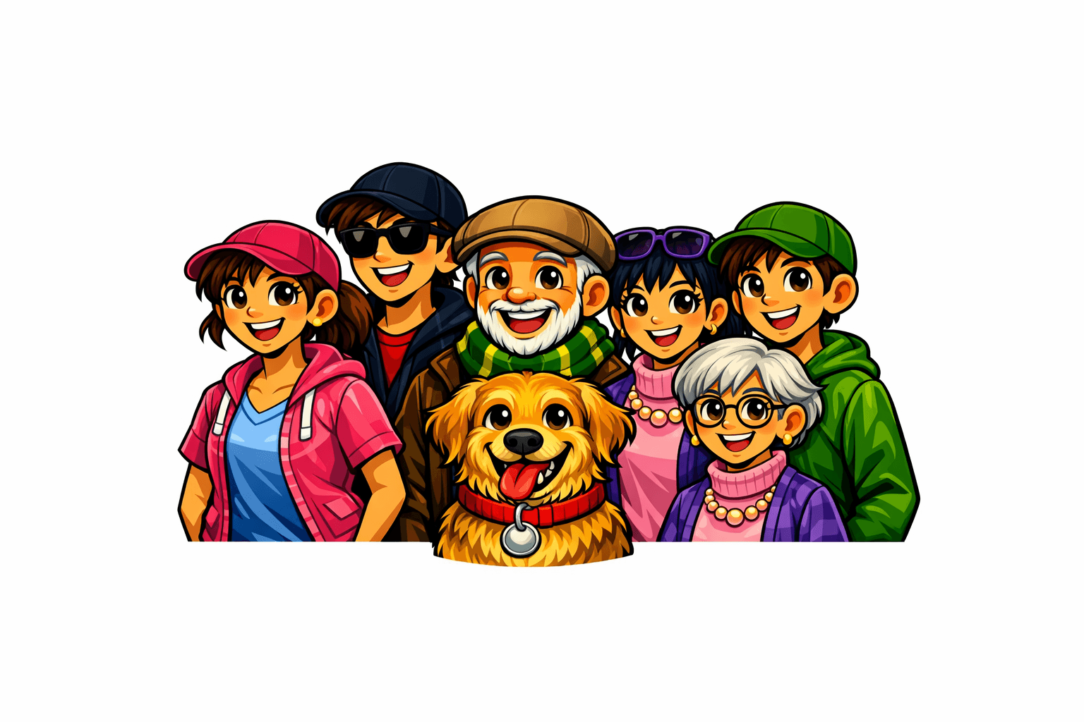 The whole family