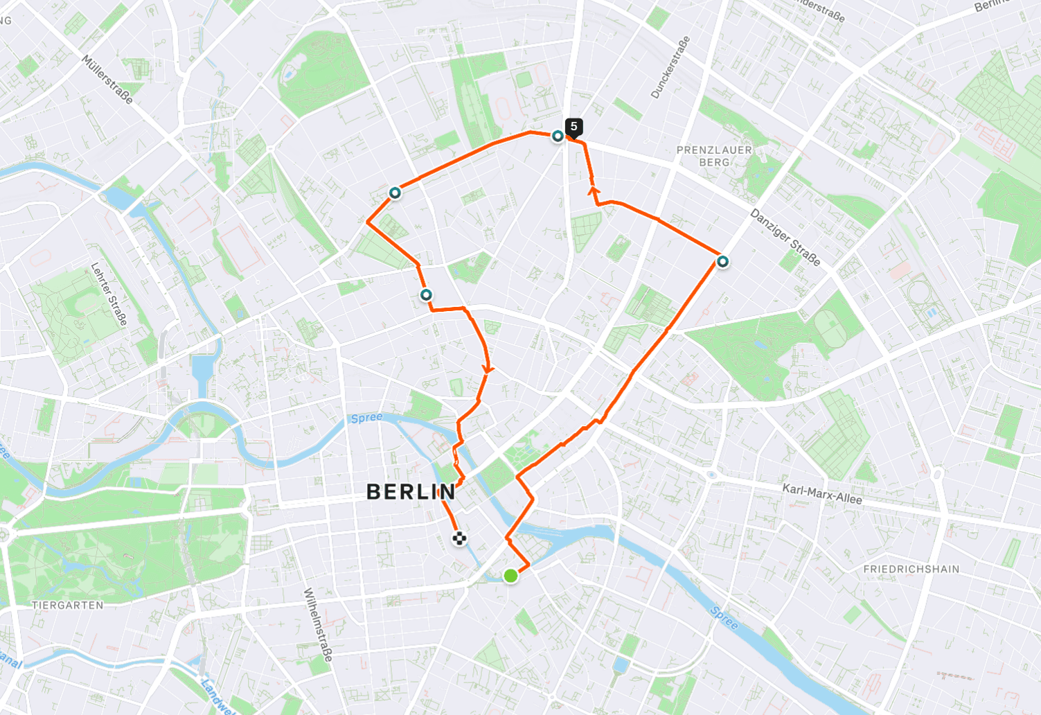 Running route through Berlin